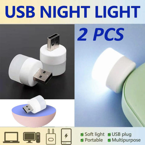 PACK OF 2 USB Led Bulb, Portable Mini USB Led Night Light Bulbs