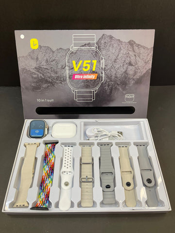 V51 10in1 Suit Smart Watch with Airpods