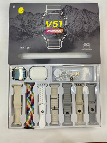 V51 10in1 Suit Smart Watch with Airpods