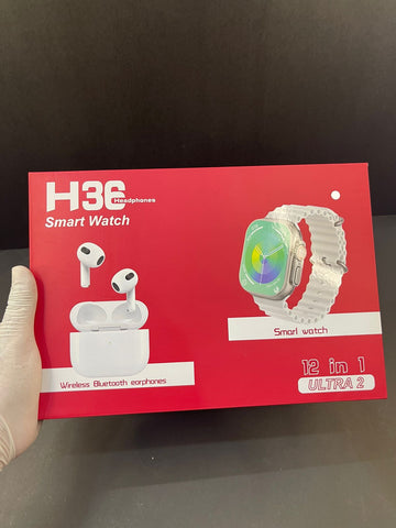 Original H36 12in1 Ultra 2 Smart Watch with Airpods