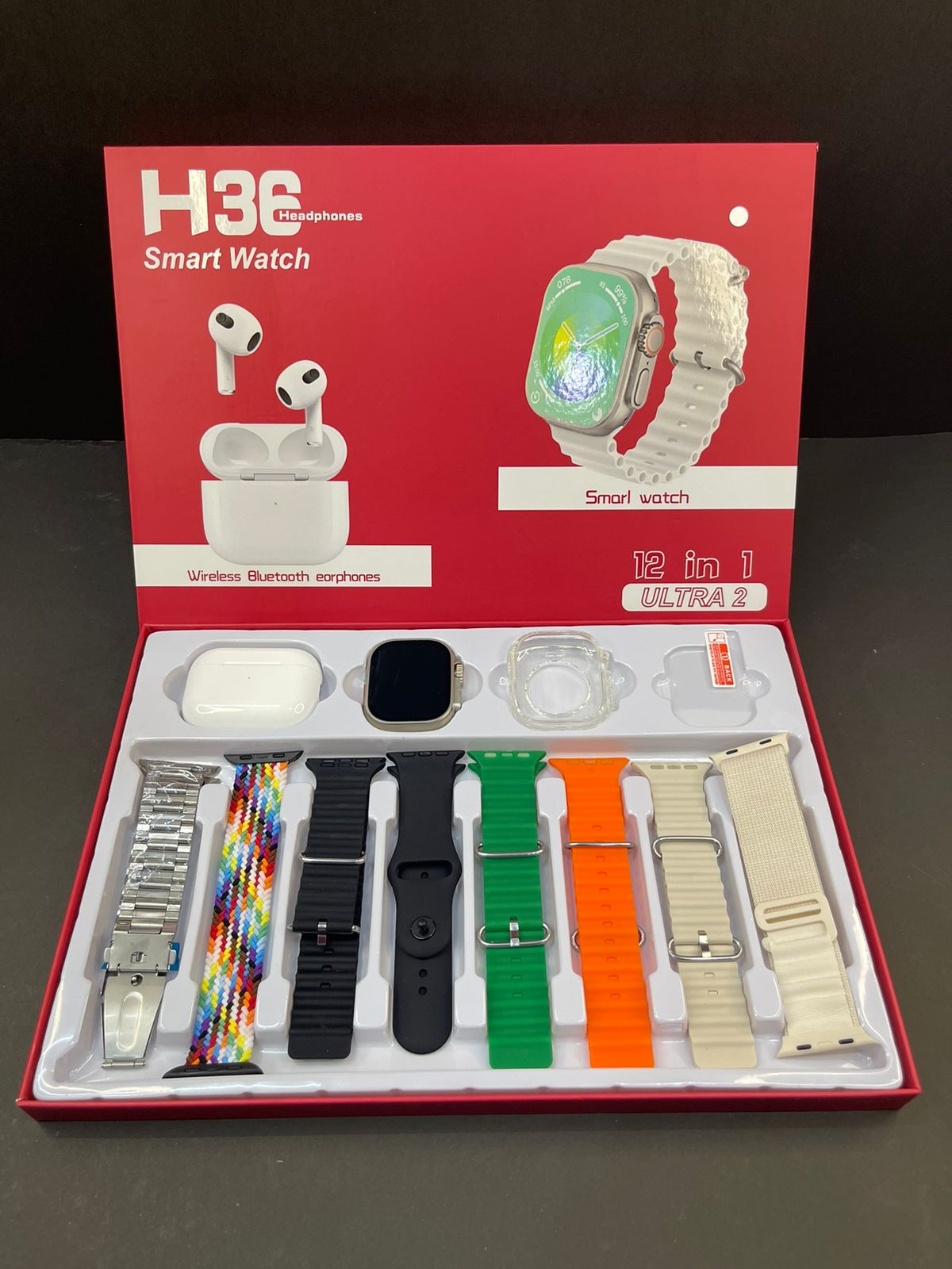 Original H36 12in1 Ultra 2 Smart Watch with Airpods