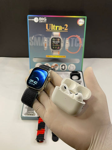 Long Battery Ultra2 Smartwatch 12in 1 + Free Airpods