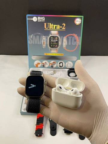 Long Battery Ultra2 Smartwatch 12in 1 + Free Airpods